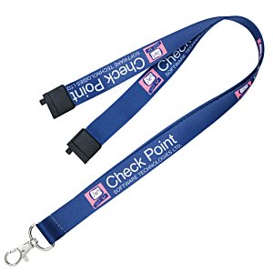 Additional Image 2 - a blue lanyard with a metal hook