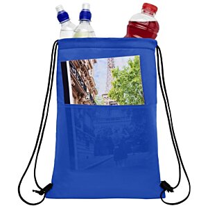 Additional Image 6 - a blue backpack with a magazine and bottles