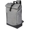 a grey backpack with a black strap