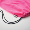 a pink bag with a black string