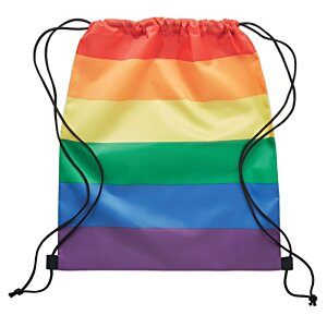 Additional Image 1 - a rainbow striped backpack with black string