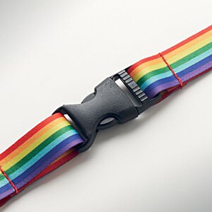 Additional Image 3 - a rainbow colored strap with a black plastic clasp