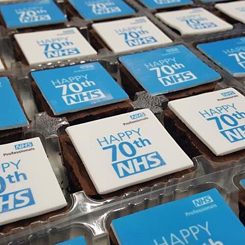 Additional Image 1 - a close up of a box of blue and white squares