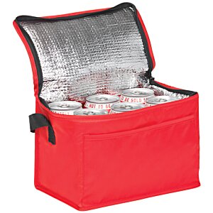 Additional Image 3 - a red cooler bag with a black handle