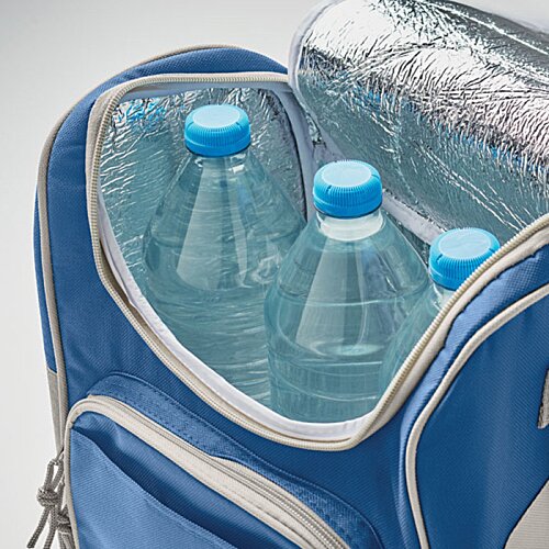Additional Image 3 - a blue and white backpack with bottles inside