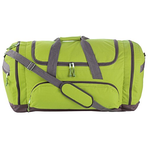 Additional Image 1 - a green duffel bag with grey straps