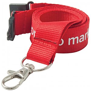 Additional Image 3 - a red lanyard with a metal key chain
