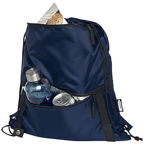 Additional Image 1 - a blue backpack with a pocket full of water bottles