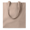 a beige bag with a handle