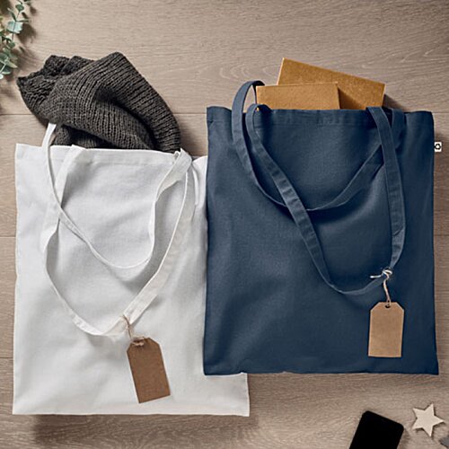 Additional Image 3 - a white and blue bag with a tag on it