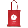 a red bag with a white logo