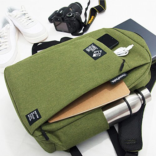 Additional Image 6 - a green backpack with a metal object on it