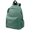 a green backpack with a black handle