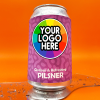 a can of soda on an orange background