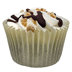 Additional Image 3 - a cupcake with white frosting and chocolate drizzle