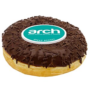 Additional Image 5 - a chocolate covered doughnut with a blue circle