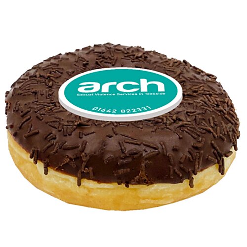 Additional Image 5 - a chocolate covered doughnut with a blue circle