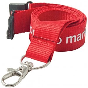 Additional Image 1 - a red lanyard with a metal key chain