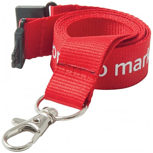 Additional Image 1 - a red lanyard with a metal key chain