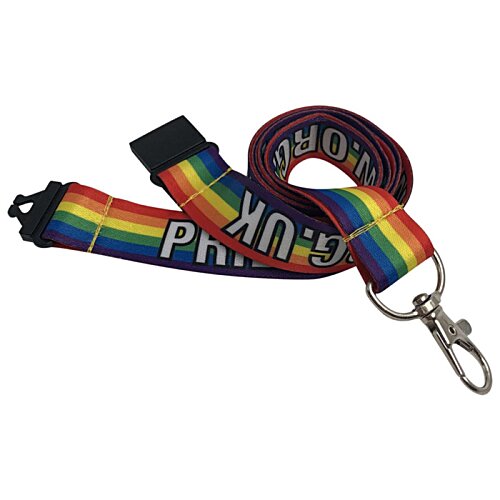 Additional Image 3 - a rainbow lanyard with a key chain