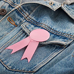 Additional Image 3 - a pink ribbon on a blue jean jacket