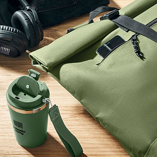 Additional Image 16 - a green bag with a green cup and a black strap