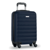 a blue suitcase with wheels