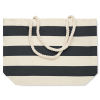 a striped bag with a handle