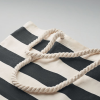 a black and white striped bag