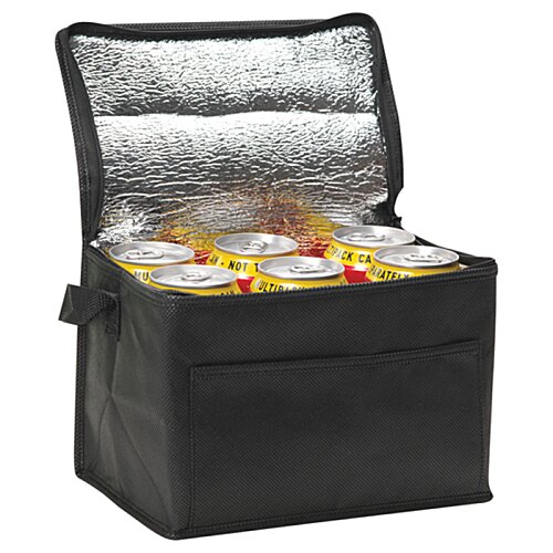 Additional Image 1 - a black cooler bag with yellow and white bags inside