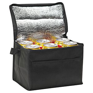 Additional Image 1 - a black cooler bag with yellow and white bags inside
