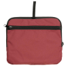 a red bag with a black strap