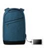 a blue backpack with a cord attached to it