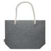 a grey bag with a white handle