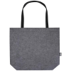 a grey bag with black handles