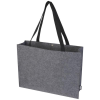 a grey bag with black handles