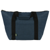 a blue bag with black straps