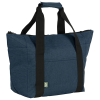 a blue bag with black straps