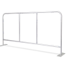 a white metal fence with four bars