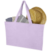 a purple bag with a hat and a book