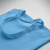 a blue bag on a white surface