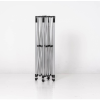 a black metal rack on a white surface