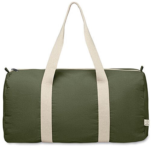 Additional Image 1 - a green duffel bag with white straps