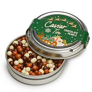 Additional Image 2 - a round metal container with a green lid