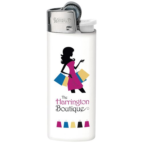 Additional Image 3 - a white lighter with a picture of a woman holding a bag