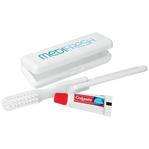 Additional Image 1 - a white toothbrush and a red and blue toothpaste