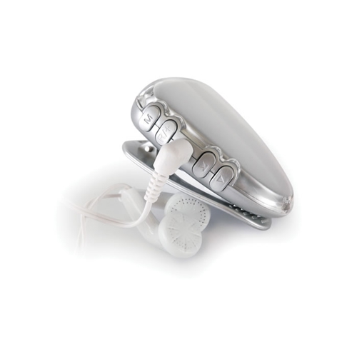 Additional Image 1 - a silver earpiece with a white plastic tube