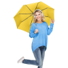 a woman holding a yellow umbrella