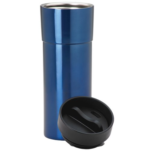 Additional Image 2 - a blue thermos with a black lid