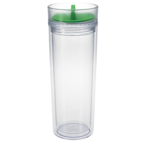 Additional Image 2 - a clear plastic cup with a green lid
